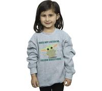 Star Wars Girl's The Mandalorian Grogu Does Not Listen Sweatshirt in Grey | Size: 12-13 Years Star Wars Grey 12-13 Years