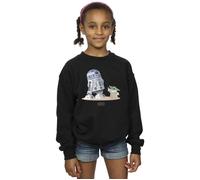 Star Wars Girl's The Mandalorian R2D2 & Grogu Sweatshirt in Black | Size: 12-13 Years Star Wars Black 12-13 Years