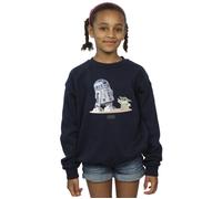 Star Wars Girl's The Mandalorian R2D2 & Grogu Sweatshirt in Navy | Size: 12-13 Years Star Wars Navy 12-13 Years
