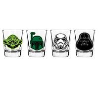 Star Wars Glass Set - 2 oz. Capacity - Set of 4 Glasses - Darth Vader, Yoda, Boba Fett, Stormtrooper