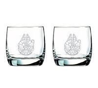 Star Wars Glass Set - Millennium Falcon - Collectible Gift Set of 2 Glasses - 10 oz Capacity - Classic Design - Heavy Base