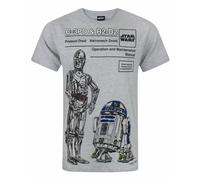 Star Wars Grey R2-D2 Short Sleeved T-Shirt Mens