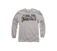 Star Wars Jar Jar Binks Long Sleeve T-Shirt, Athletic Heather in Light Grey | Size: Large Star Wars Light Grey L
