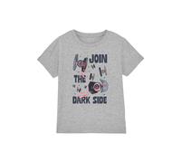 Star Wars Join The Dark Side Tie Fighters Kids T-Shirt, Heather Grey in Light Grey | Size: 5-6 Years Star Wars Light Grey 5-6 Years