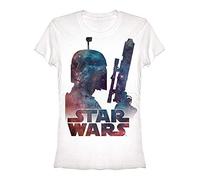STAR WARS Junior's Boba Fett Nebula T-Shirt, White, Medium