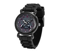 STAR WARS Kids' Plastic Time Teacher Analog Quartz Silicone Strap Watch, Black/Black, Black, Black, Modern