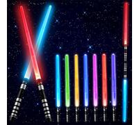 Star Wars Lightsaber - 2 Pack Light Up Saber with Sound, 7 Colors Changeable Lightsaber, Retractable Light Saber Sword Toys for Halloween Dress Up Parties, Xmas Gift