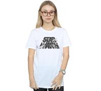 Star Wars Logo Space Sketch Cotton Boyfriend T-Shirt In White White XXL