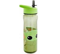 Star Wars Mandalorian 600ml PP Kids Water Bottles With Straw - Official Grogu Baby Yoda Merchandise by Polar Gear - Reusable, BPA Free & Recyclable