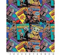 Star Wars Mandalorian Comic Posters Cotton Fabric by Half Metre 110cm Wide (100% Cotton, Genuine Licensed Fabric, Ideal for Crafts, Quilting, Sewing, Bunting)