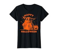 Star Wars Mandalorian The Child Orange Happy Halloween T-Shirt, Women, Black, Medium