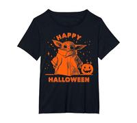 Star Wars Mandalorian The Child Orange Happy Halloween T-Shirt, Women's Plus, Black, 2X