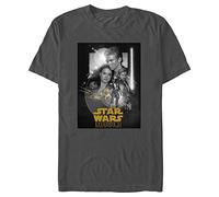 STAR WARS Men's Attack of the Clones Black and White Episode Two Poster T-Shirt, Charcoal, Large