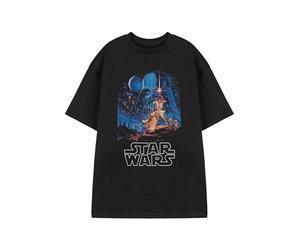 Star Wars Mens Black Short Sleeved T-Shirt | Classic Sci-Fi Graphic Tee | Retro Darth Vader, Luke Skywalker & Yoda Print Apparel for Men | Movie Merchandise Gift
