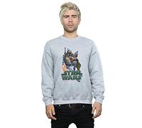 Star Wars Men's Boba Fett Fired Up Sweatshirt Sport Grey X-Large