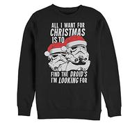 Star Wars Men's Christmas Droids Looking Wish Black Sweatshirt