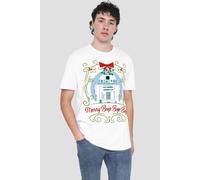 Star Wars Men's Christmas R2D2 Merry Beep Boop Beep T-Shirt White | Size: 2XL Star Wars White 2XL