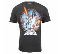 Star Wars Men's Circle Acid Wash T-Shirt in Black | Size: Small Star Wars Black S