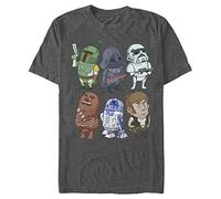 STAR WARS Men's Doodles Graphic T-Shirt, Charcoal Heather, Medium