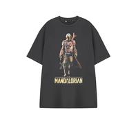 Star Wars Mens Grey Short Sleeved T-Shirt | The Mandalorian Graphic Tee | Classic Sci-Fi Apparel | Boba Fett Darth Vader Luke Skywalker Movie Merchandise Gift