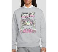 Star Wars Men's Hippie Grogu Sweatshirt Light Grey | Size: Small Star Wars Light Grey S