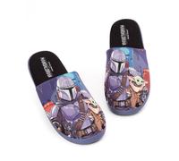 Star Wars The Mandalorian Slippers for Men Adults Baby Yoda Character House Shoes Movie Merchandise Gifts for Him | Foam Slip On 7-8 UK Black