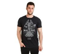 Star Wars Men's Millenium Lines Cotton T-Shirt Black | Size: 2XL Star Wars Black 2XL