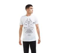 Star Wars Men's Millenium Lines Cotton T-Shirt White | Size: Small Star Wars White S