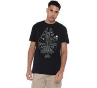 Official Star Wars Mens Millennium Falcon Print T-shirt Black S-XXL
