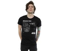 (3XL, Black) Star Wars Mens Millennium Falcon Blueprint T-Shirt
