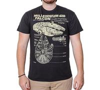 STAR WARS Men's Millennium Falcon Detailed Drawing T-Shirt(Black,Medium)