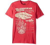 Star Wars Unisex-Adult mensSWSR686MSC3P1XXMillennium Falcon Detailed Drawing T-Shirt Short Sleeve T-Shirt - red - S