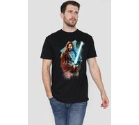 Star Wars Men's Obiwan Kenobi Kenobi Painted T-Shirt Black | Size: Small Star Wars Black S