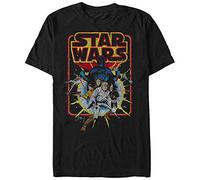 Star Wars Men's Old School Comic Short Sleeve T-Shirt, Black, Medium