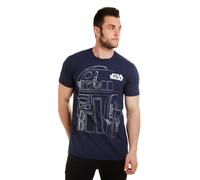 Star Wars Men's R2D2 Outline Cotton T-Shirt Navy | Size: XL Star Wars Navy XL
