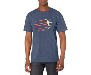 Star Wars Men's Rebel Flyby T-Shirt, Navy HTR, Medium