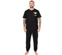 Star Wars The Mandalorian Mens Pyjamas | Baby Yoda Loungewear Pants and T-Shirt Black Complete PJ Set | Adults Black Short Sleeve Tee Long Leg Bottoms Pajama Nightwear Sci-fi Merchandise Gift for Him