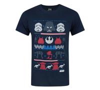 Star Wars Dark Side Fair Isle Men's Short Sleeve Navy Christmas T-Shirt