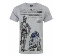 Star Wars Droid Men's T-Shirt C-3PO and R2-D2 Grey XS