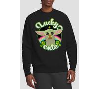 Star Wars Men's St Patrick's Day Grogu Lucky Cute Sweatshirt in Black | Size: 2XL Star Wars Black 2XL