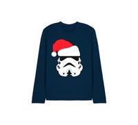 Star Wars Men's Stormtrooper Christmas Santa Hat Long Sleeve T-Shirt, Navy | Size: 2XL Star Wars Navy 2XL