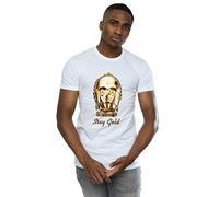 Star Wars Men's The Rise of Skywalker C-3PO Stay Gold T-Shirt White Medium
