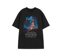 Star Wars Mens Black Short Sleeved T-Shirt | Classic Sci-Fi Graphic Tee | Retro Darth Vader, Luke Skywalker & Yoda Print Apparel for Men | Movie Merchandise Gift