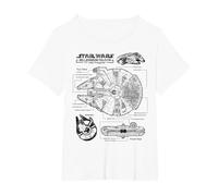 Star Wars Millennium Falcon Schematic T-Shirt, Women's Plus, White, 5X