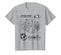 Star Wars Millennium Falcon Schematic T-Shirt, Youth, Heather Grey, 4T
