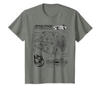 Star Wars Millennium Falcon Schematic T-Shirt, Youth, Olive Heather, 4T