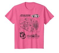 Star Wars Millennium Falcon Schematic T-Shirt, Youth, Pink Heather, Small