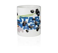 Star Wars Millennium Falcon/Tie Fighter and X-Wing Ceramic Printed Mug, White, 11 oz