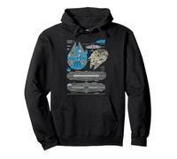 Star Wars Millennium Falcon YT-1300 Schematic Blueprint Pullover Hoodie, Adult Unisex, Black, XX-Large