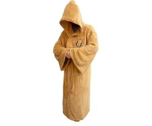 Star Wars Official Jedi Hooded Fleece Dressing Gown - Brown Robe Bathrobe for Men, Women, 1 Size Fits All